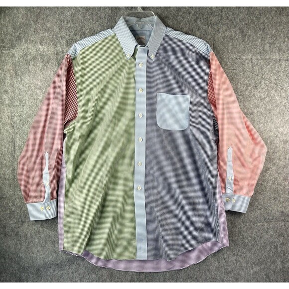 Brooks Brothers Striped Colorblock Shirt Long Sleeve Preppy Button Down Men's L - Picture 1 of 8